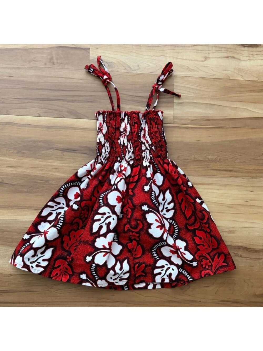 KY’s Vintage Red Toddler Traditional Hawaiian Smocked Sundress Size 4T